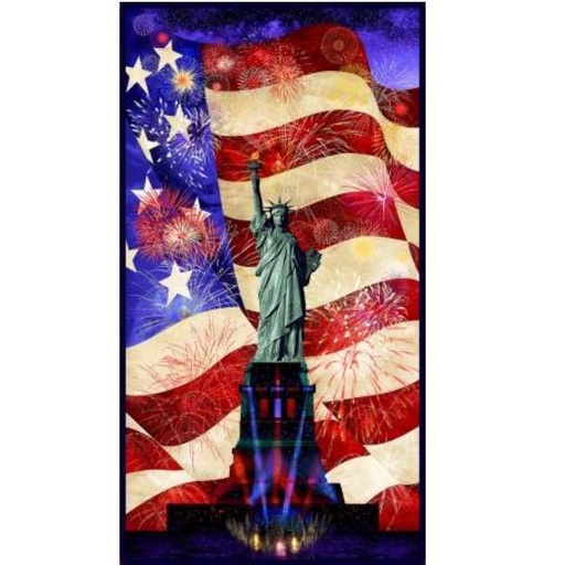 [TTR-2090-MUL] Lady Liberty and Flag Panel by Chong-A Hwang for Timeless Treasures