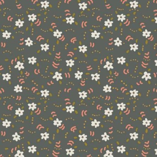 [COW-3794-63] Cluck Cluck Bloom Flower Dance Dark Taupe By Teresa Magnuson For Clothworks