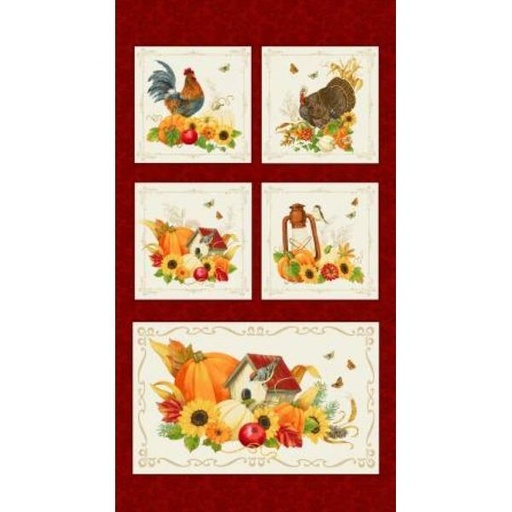 [HG-744P-83] Turkey Talk Block Panel By Jane Allison For Henry Glass