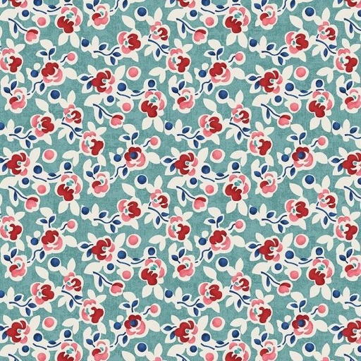 [BEN-13603-47] Posies Blue Grass From The Wander Lane Collection By Nancy Halverson For Benartex