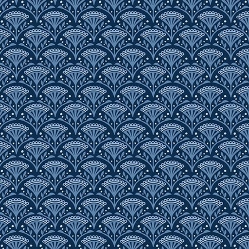 [BEN-13602-11] Blossom Scallop Navy From The Wander Lane Collection By Nancy Halverson For Benartex