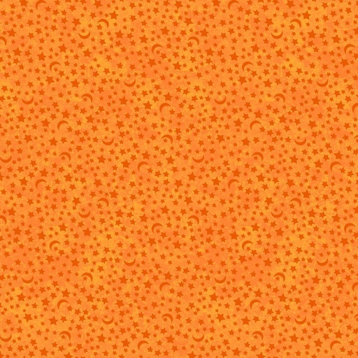 [COW-3823-36] All Hallows Eve Moon Stars Orange By Sue Zipkin For Clothworks