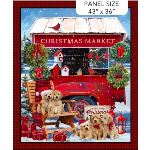 [NOR-25292-24] Golden Christmas Panel Red Multi By Jason Kirk For Northcott