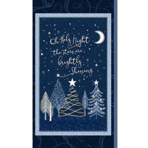 [PB-5069-PA] Christmas Shimmer Holy Night Panel W Gold Metallic By Jennifer Ellory For P & B Textiles