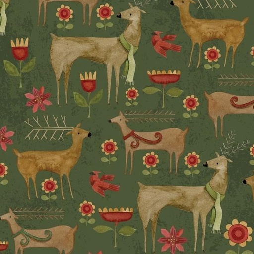 [RB-C13442-GREEN] Kringle Garden Green by Teresa Kogut for Riley Blake