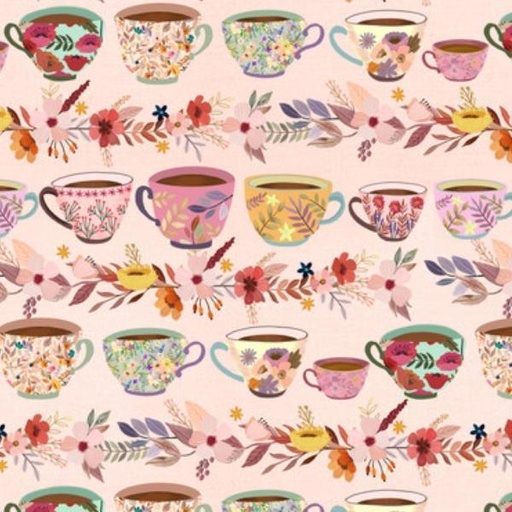 [FR-PWMC040.XPINK] Autumn Friends Fall Mugs In Pink By Mia Charro For Free Spirit Fabrics