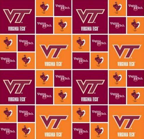 [FOT-VT-020] College Cotton Maroon And Orange Virginia Tech Block Logo From 