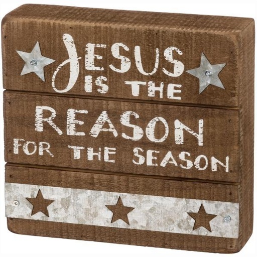 [PBK-34854] Jesus Is The Reason For The Season Slat Box Sign By Phil Chapman For Primitives By Kathy