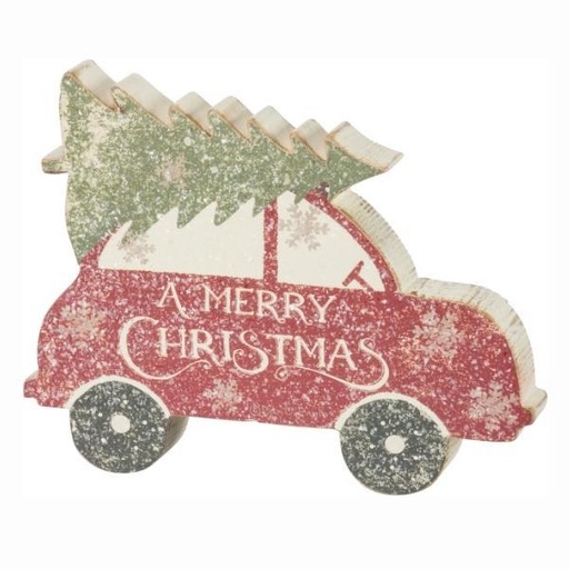 [PBK-36076] Christmas Tree Car Merry Christmas Chunky Sitter By Dan Dipaolo For Primitives By Kathy 