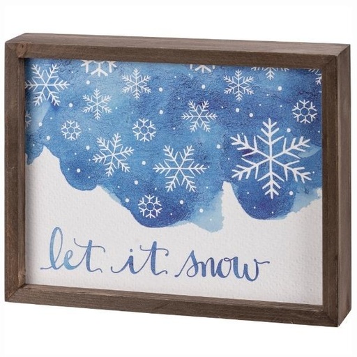 [PBK-111030] Let It Snow Inset Box Sign By Phil Chapman For Primitives By Kathy