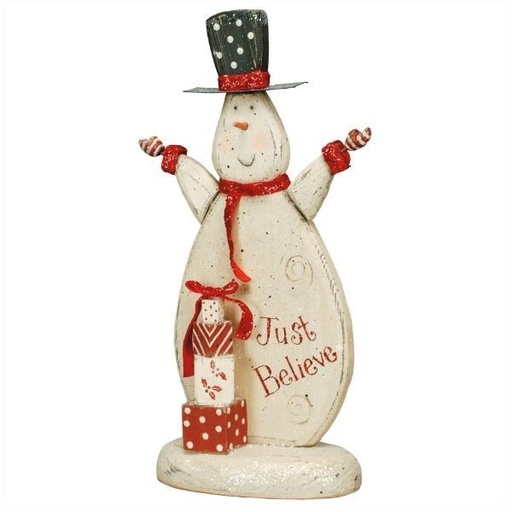 [PBK-19382] Just Believe Wooden Snowman By Dan Dipaolo For Primitives By Kathy 