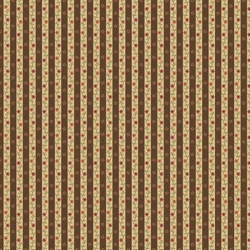 [MB-R600535-BROWN] Hearthstone Brown Calico Stripe By Lynn Wilder For Marcus Fabrics