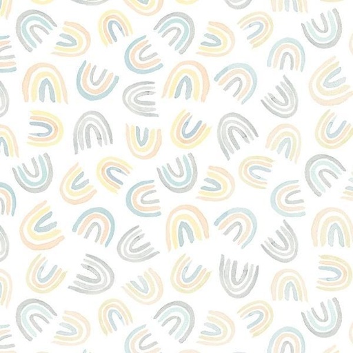 [PB-05135-W] Bunny Love White Tossed Rainbows By Deane Beesley For P&B Textiles