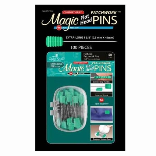 [TS-220-180] Magic Pins Flathead Patchwork Extra Long 100pc from Taylor Seville