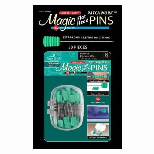 [TS-220-092] Magic Pins Flathead Patchwork Extra Long 50pc from Taylor Seville