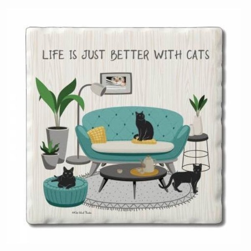 [GI-02-02525] Life Is Just Better With Cats Coaster from Graphic Impressions