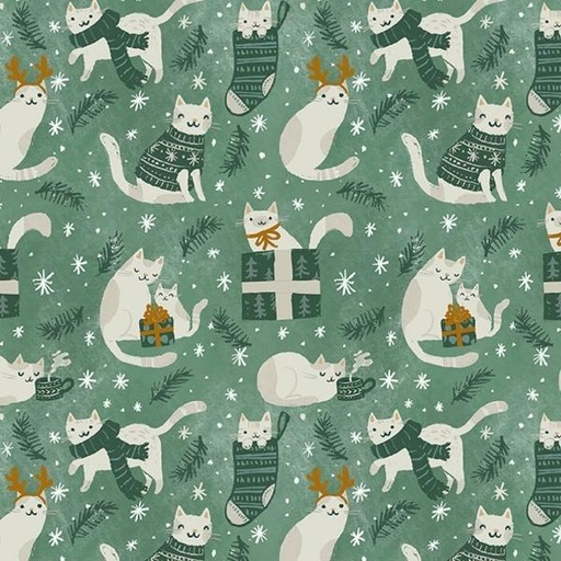 [DS-DCJ2491-MULTI] Best In Snow Holiday Cats Multi By Clara Jean For Dear Stella