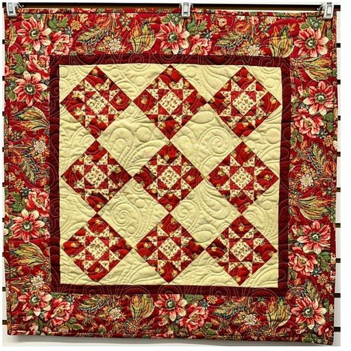 [PP-VillaFloraPStarR] Villa Flora Petite Stars Red Mini Quilt Kit