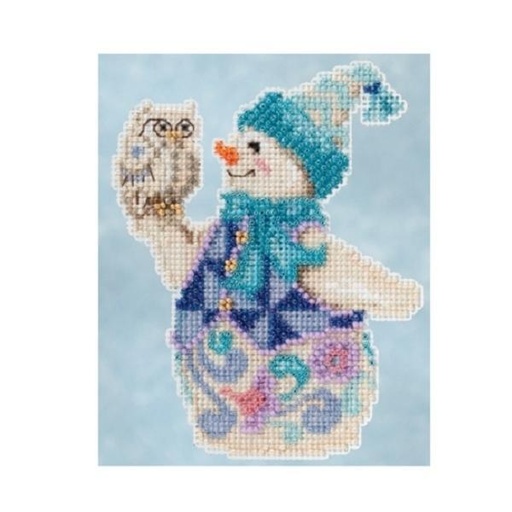 [WIC-JS20-5103] Snowy Owl Snowman Cross Stitch Kit by Jim Shore for Mill Hill