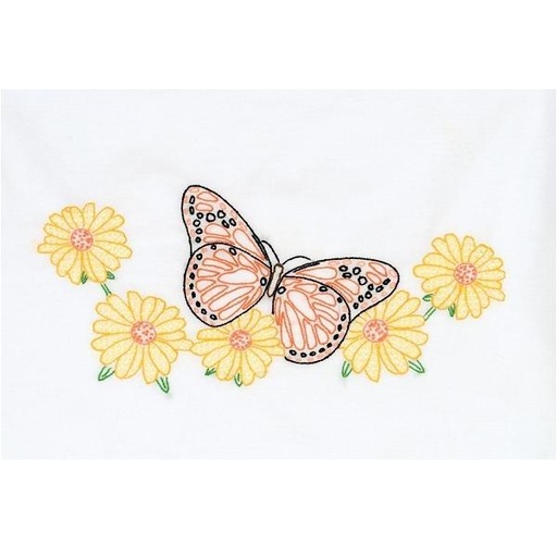 [JD-1600-696] Perle Edge Butterfly Pillowcase Embroidery Kit From Jack Dempsey Inc