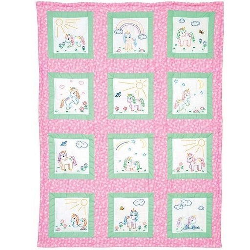 [JD-737-929]  Theme Quilt Blocks Baby Unicorns Kit 9" From Jack Dempsey Inc