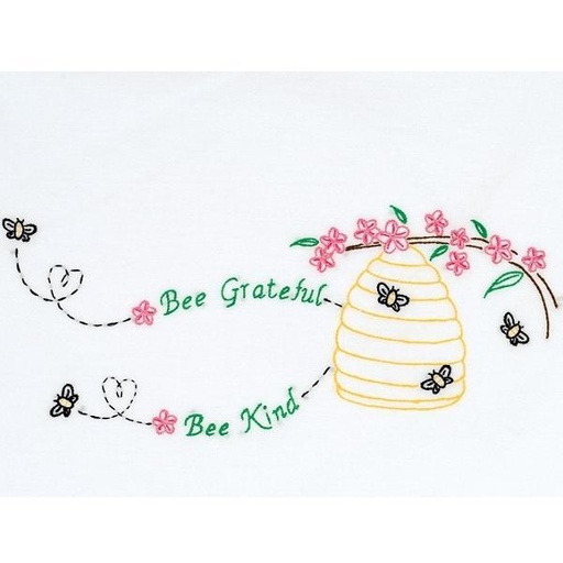 [JD-1600-665] Perle Edge Pillowcases Bee Grateful From Jack Dempsey Inc