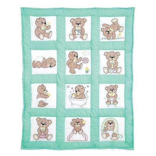 [JD-300-892] Nursery Quilt Blocks Teddy Bear From Jack Dempsey