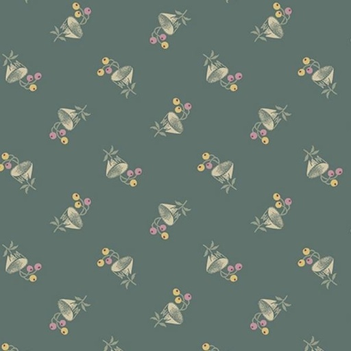 [AND-797-T] English Garden Bachelor Button Earl Grey By Laundry Basket Quilts For Andover Fabrics 