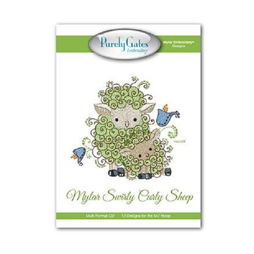 [PGD-MYSCSHEEP] Mylar Swirly Curly Sheep Embroidery CD Pattern from Purely Gates