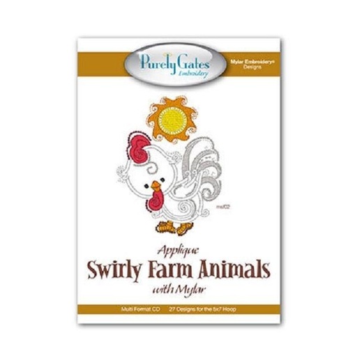 [PGD-SFARMANIM] Applique Swirly Farm Animals Embroidery Cd Pattern From Purely Gates