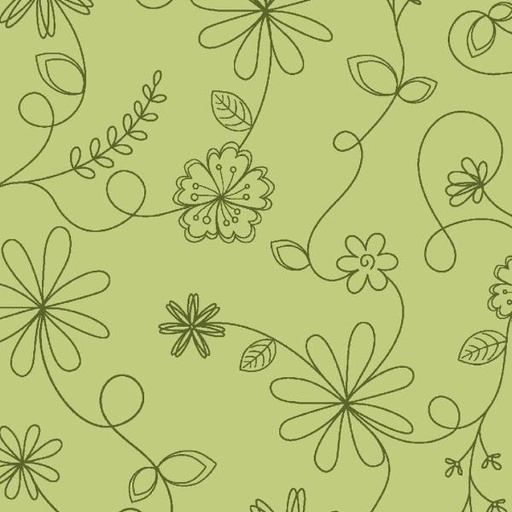 [MAY-8261-G] Kimberbell Basics Swirl Floral Green By Kim Christopherson For Maywood Studio