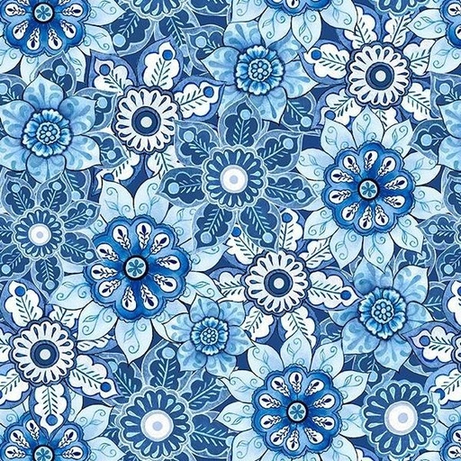 [WP-27688-441] Blooming Blue Packed Floral Multi By Danielle Leone For Wilmington Prints 