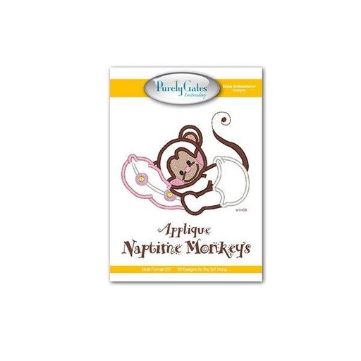 [PGD-NAPMONKEYS] Applique Naptime Monkeys Embroidery Pattern From Purely Gates 