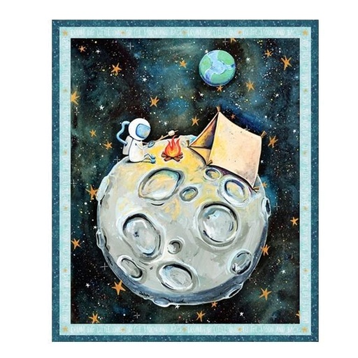 [PB-TTMO51-98PA] To The Moon Camping On The Moon Panel By Rachel Nieman For P&B Textiles 