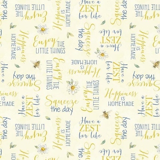 [WP-19158-554] Zest For Life Yellow Word Toss By Cynthia Coulter For Wilmington Prints