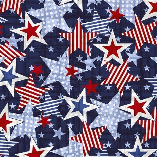 [SEF-7575-78] Red, White And Starry Blue Too Patrotic Stars By Chelsea Design Works For Studio E Fabrics 