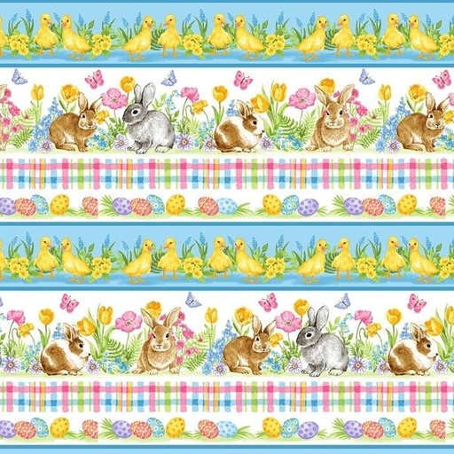 [BLAN-3263-14] Spring Is Hare Multi Stripe By Studioevav For Blank Quilting 