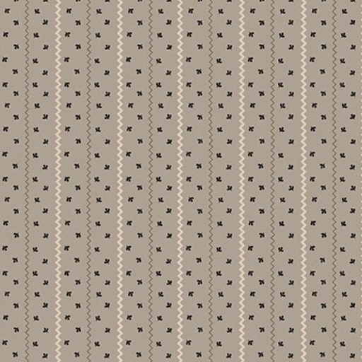 [HG-933-90] Quiet Grace Sprigged Stripe Gray By Kim Diehl For Henry Glass