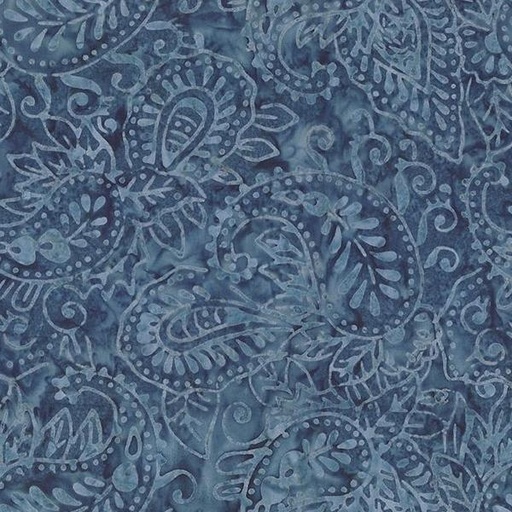 [WP-22276-444] Blue Smoke Batiks Dark Blue Paisley From Wilmington Batiks 