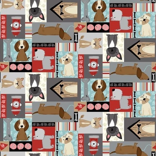 [SEF-7447-99] Paw-Sitively Awesome Dogs Patch Work By Sweet Cee Creative For Studio E Fabrics 