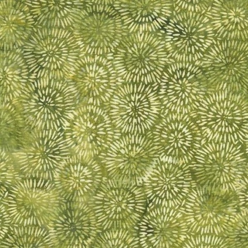 [IB-11232-6645] Earthly Greens Batiks Dandelion Petals Green Ivy From Island Batik