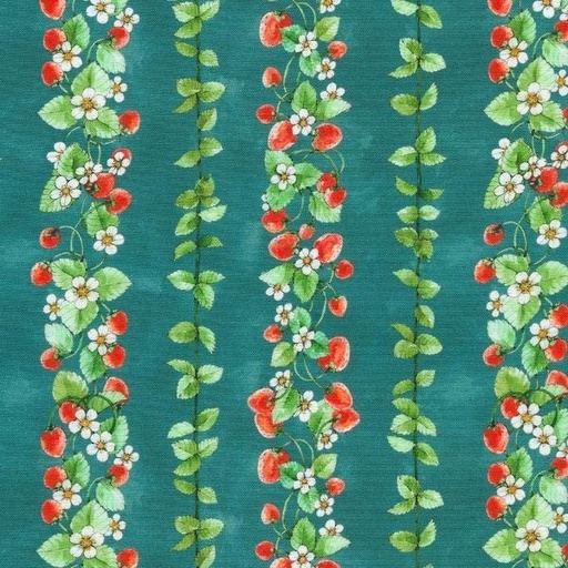 [KAF-22316-66] Strawberry Season Sweet Vines Slate Stripes By Briar Hill Designs For Robert Kaufman