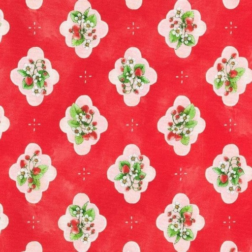 [KAF-22312-98] Strawberry Season Geometric Strawberries Red By Briar Hill Design For Robert Kaufman