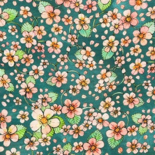 [KAF-22313-66] Strawberry Season Green Florals By Briar Hill Design For Robert Kaufman 