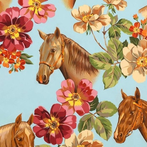 [AHF-9040B-SKY] Santa Fe Blossom Stables Sky From Alexander Henry Fabrics 