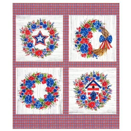 [KAF-22299-202] Independence Day Americana Block Panel By Elena Vladykina For Robet Kaufman Fabrics