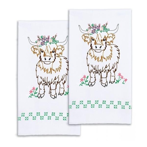 [JD-320-973] Highland Cow Decorative Hand Towels Kit from Jack Dempsey Inc