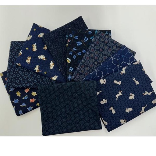 [PP-SevenberryKFQBun] Sevenberry Kasuri Fat Quarter Bundle From Robert Kaufman