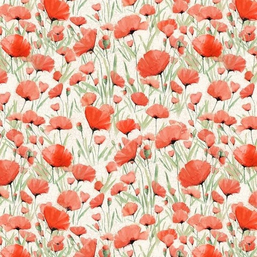 [COW-4061-2] Enjoy The Little Things Poppies Light Cream by Dan DiPaolo for Clothworks