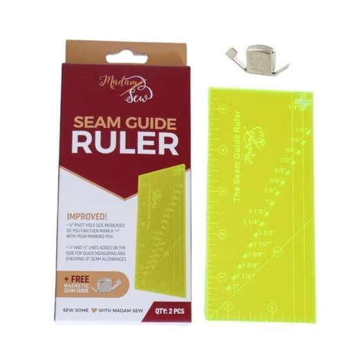 [QR-A1ASG-RB2B] Seam Guide Ruler With Magnetic Seam Guide From Madam Sew